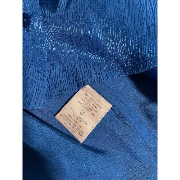 Equipment Femme Womens Top Large Blue Satin Viscose Button Long Sleeve Designer - Picture 4 of 7